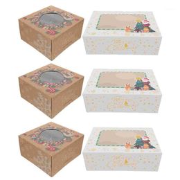 Gift Wrap 12pcs Bakery Boxes With Window Cake Dessert Packing Xmas Box