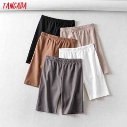 Tangada Women Vintage Strethy Solid Legging Shorts Female Retro Casual Shorts Pantalones 2B31 210625