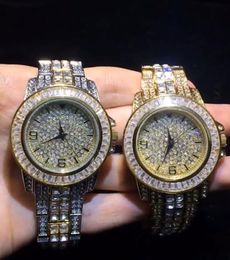 Relógio dos homens de luxo de alta qualidade diamantes relógio analógico de quartzo automático movimento 38mm relógios de pulso de aço inoxidável hiphop jóias
