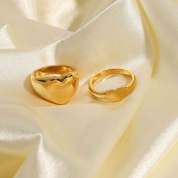 316l Stainls Stee Mini Big Heart Ring Waterproof Jewellery 18k Gold Plated Stainls Steel Chunky Ring