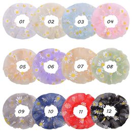 Korean Cute 12 Colours New INS Girls Gauzy Flower Scrunchies Elastic Hairbands Big Ponytail Holder Hair Bands Women Hair Accessories