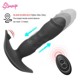 NXY Cockrings Anal sex toys Telescopic Vibrator Anal Plug Sex Toys for Men Silicone Butt Dildo Prostate Massager Male Masturbator Adult Supplies 1123 1124