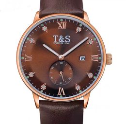 Men's watch, simple, quartz movement, round, leather belt, alloy case, reinforced glass, stylish, elegant, romantic, cool, date, pin buckle