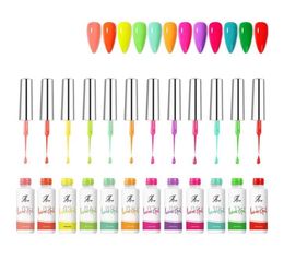 2021 Factory Fluorescent 12 colors Paint Nail Gel Set kit Long Lasting Easy Painting UV Gel Art Gel Nail Polish Kit light gelpolish color