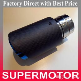 1PCS IN 63MM OUT 101MM Akrapovic Exhaust Pipe Escape Carbon Fibre with Blue Stainless Steel Muffler Tail Tip