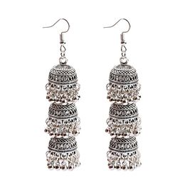 Indian Vintage Bollywood Traditional Dangle Earrings For Women And Girls Three-layer Birdcage Long Drop Jewelry