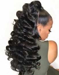 10"-24" Wrap Magic Ponytail Horsetail 140g Clips in/on 100% Brazilian Remy Human hair Extension Natural curly slick back ponytails weave