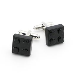 Men's Building Blocks Cuff Link Copper Material Black Colour 1pair