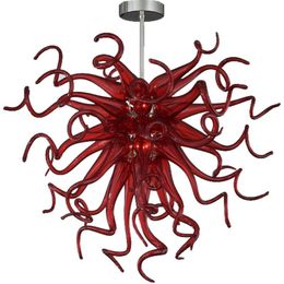 Pendant Lamps Chandeliers Ceiling for Home Decor Modern Pendant-Lamp Mouth Blown Glass Red duplex building Lights Shade