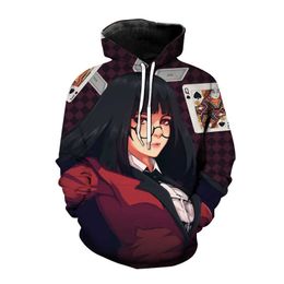 Kakegurui 3D Print Hoodies Anime Men Women Casual Fashion Sweatshirt Oversized Hoodie Harajuku Trendy Pullover Unisex Hoody Coat Y0816