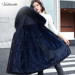 Vielleicht Fashion Winter Jacket Thick Warm Short Parkas Women Coat Elegant 8 Colors Cotton Hooded Jackets Female Outwear 211216