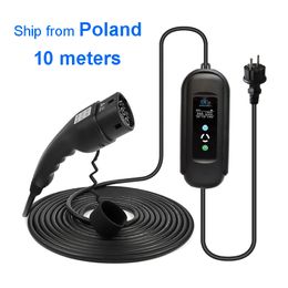 10 Metres Long EV Cable Charge Timer Mobile Charger 16A EVSE Portable for Electric Car Goods 2 Type 1