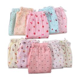 Summer 100% gauze cotton home pants women sleep bottoms fresh casual Pyjamas pants women sleepwear trousers 210319