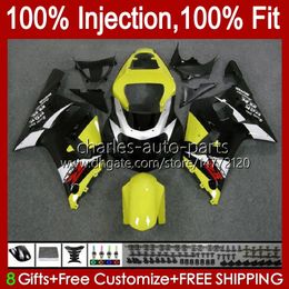 Injection Mould Bodys For SUZUKI GSXR600 GSX-R750 750CC GSXR-750 K1 01-03 37No.70 600CC GSXR 600 750 CC GSXR750 01 02 03 Black yellow GSXR-600 2001 2002 2003 OEM Fairing