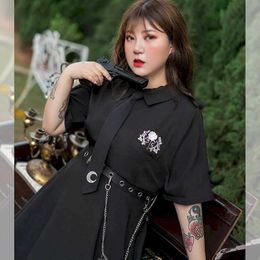 summer plus size women's net red fat sister cover meat thin dress female age reduction black mid-length skirt 210526