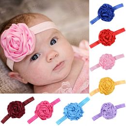 8 CM Handmade Satin Flower Headband Baby Girls Elastic Hairband Newborn Headwear Hair Accessories Photography Props