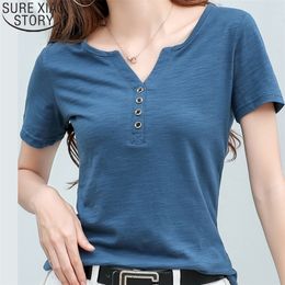 Women Tshirt 2021 Summer New Cotton Solid Short Sleeve T-shirt Female Loose Casual Simple Plus Size Shirts Harajuku Tops 9694 210317