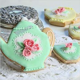 Cake Mould 2PCS/SET Teapot Cup Set Cookie Cutter Stainless Steel Mouds Metal Fondant