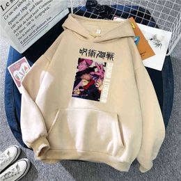 Jujutsu Kaisen Itador Print Sweatshirts Men Fashion Fleece Warm Hooded Pullover Winter Fleece Warm Hip Hop Streetwear Man Hoodie H1227