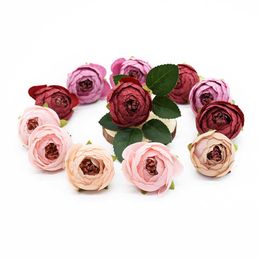 100 Pieces tea buds rose Artificial flowers Wedding Home decoration accessories Diy Wrist flower Crafts Scrapbooking Po props 210624