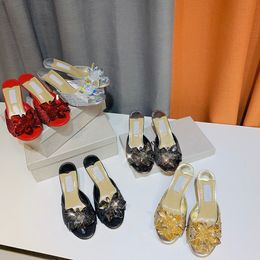 2021 fashion luxury designer diamond high-heeled slippers women's summer wedding party sandals heel 7cm size 35-42 with box