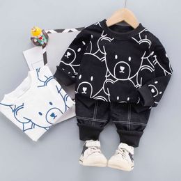 0-5 years Spring Boy Clothing set Active Fashion Bear pattern T-shirt+ Pant Kid Children baby toddler boy clothing 210615