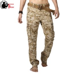 Camouflage Pants Fashion Mens Camo Cargo Pants High Quality Cotton Army Long Straight Fit Trousers Male Desert Camo Joggers Men 210518