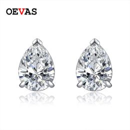 OEVAS Classic 925 Sterling Silver Pear Cut Created Moissanite Gemstone Diamonds Earrings Ear Studs Fine Jewellery Wholesale