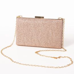 Women's Sequin Shiny Evening Handbag Metal Chain Shoulder Bag Gold Silver Bridal Cutch Purse Bag Luxury Wedding Wallet