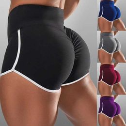 Summer Sport Shorts Women High Waist Elasticated Seamless Fitness Leggings Push Up Gym Training Gym Tights Pocket Short 210611