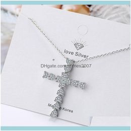 & Jewelryluxury Fashion Female Cross Pendants Necklaces Trendy 5A Zirconia Crystal Chain Necklace For Women Choker Jewellery Collier Femme Cha