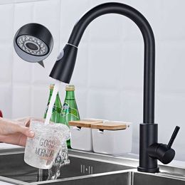Kitchen Faucet Single Hole Pull Out Spout Mixer Tap Stream Sprayer Head Chrome 210724
