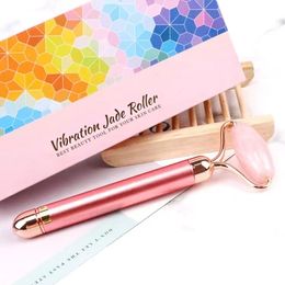 Electric Roller Face Massage Care Tool Gift Natural Crystal Rose Quartz Facial Rollers Massager Beauty Neck Health Skin Detox