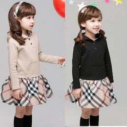 Vestito da bambino Bambini risvolto stile college Bowknot manica corta plissettata polo gonna bambini abiti casual estivi