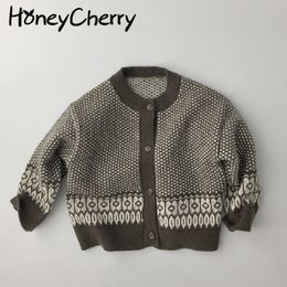 spring Korean children's clothing jacquard knit cardigan coat sweater children baby 210515