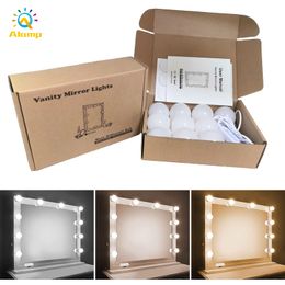 Hollywood Style Makeup Vanity Lights 10 LED Bulb Adjustable Colour Brightness USB Operated Mirror Light Table Lighting