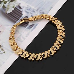 Trendy Romantic Heart Bracelet Gold Colour Dubai Ethiopian African Women Jewellery Q0719