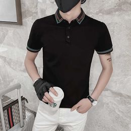 Fashion Men POLO Shirts Summer Short Sleeve Polo Shirts Lapel Street Wear Social Tops Business Casual Slim Fit Polos Homme 210527