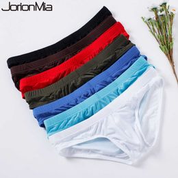 Men's Briefs Ice Silk Panties Ultra-thin Silky Breathable Underpants Man low waist briefs comfortable cool underwear male YJ003 210707