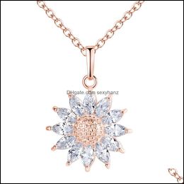 Pendant Necklaces & Pendants Jewellery Fashion Sunflower Necklace Zircon Diamond Chain S584 Drop Delivery 2021 Nlqxj