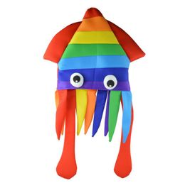 Rainbow Octopus Hat Party Colourful Squid Cap Halloween Cosplay Sea Animal Costume Funny Crazy Headwear Accessories Performance Props
