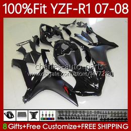 100% Fit OEM Bodywork For YAMAHA MOTO YZF-R1 YZF-1000 YZF R 1 1000 CC 07-08 Body 91No.48 YZF Flat black R1 1000CC YZFR1 07 08 YZF1000 2007 2008 Injection mold Fairing Kit