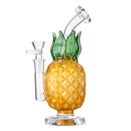 Pineapple Yellow Bongs Hookahs Showerhead Perc Heady Glass Unique Bong Hookah Recycler Water Pipes Bubbler Smoking Pipe Dab Oil Rigs 5mm Thick Wax Rig With Bowl