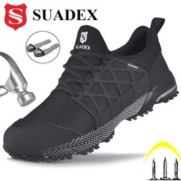 SUADEX Safety Shoes Breathable Steel Toe Boots Anti-smashing Work Lightweight Men Women Sneaker EUR Size 37-48 211217