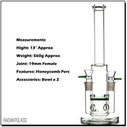 Hookahs Double Joints bong honeycomb glass water bongs perc dab rig oil smoking pipes green classical straight type