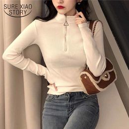 Turtleneck Autumn Winter Knit Sweater Korean Style Long Sleeve Chic Bottom Pullover Slim Fit Hong Kong Office Lady 11043 210510