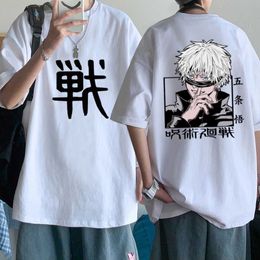 Hot Anime Jujutsu Kaisen White T-shirt Fashion O-neck Short Sleeves Casual Man and Women T-shirt Y0809