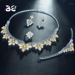 Earrings & Necklace Be 8 Fashion 2 Tones African Jewellery Set For Women Zirconia Decorated Dubai Wedding Jewellery Sets Bridal Costume S314