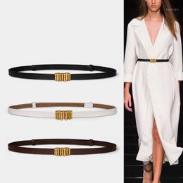 Belts Belt Dress Simple Leather Versatile Fashion Women Thin Skinny Metal Gold Buckle Waistband Accessories 00151