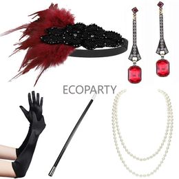 gatsby costumes UK - Other Event & Party Supplies 29- 1920s Women Vintage Gatsby Feather Headband Flapper Costume Accessories Set Cigarette Holder Pearl Necklace